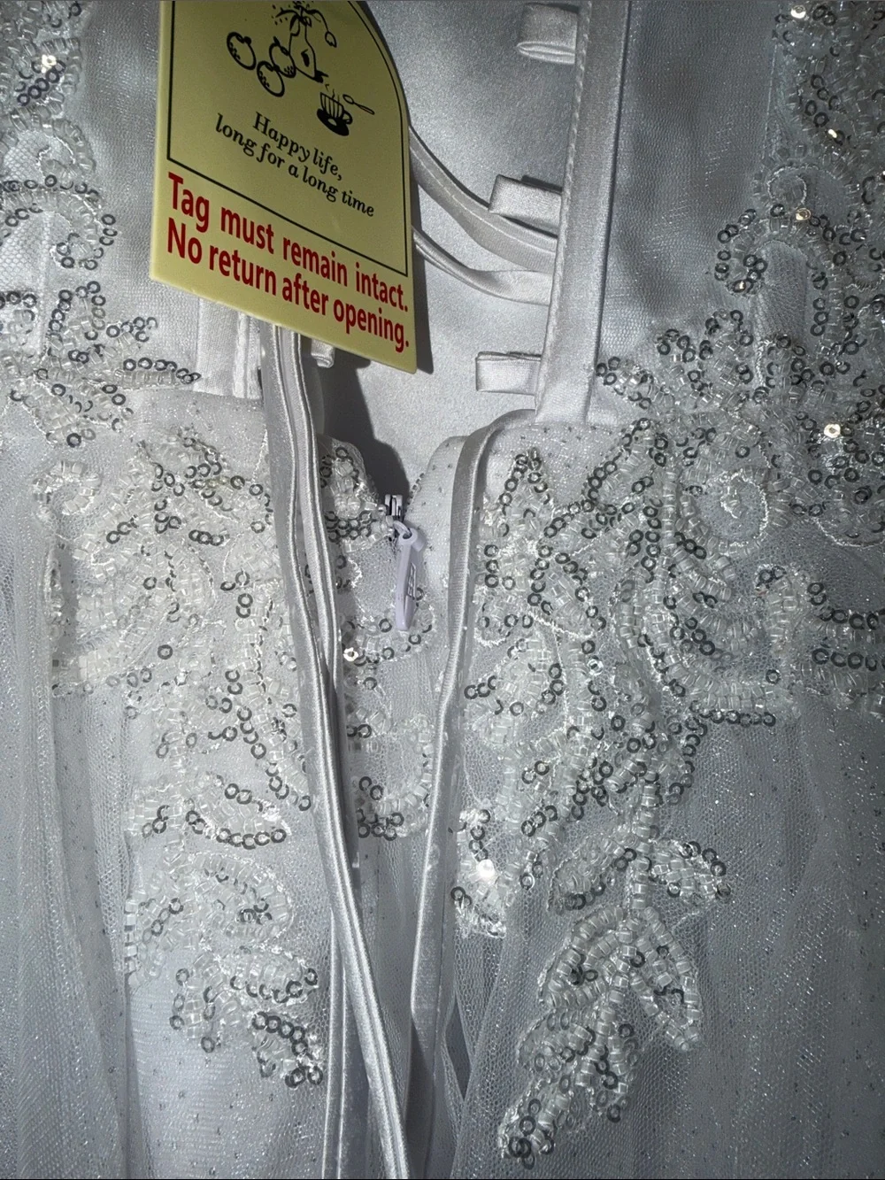 White Beaded Tulle Party Dress for Teens. Size 8
